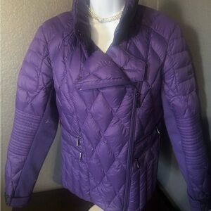 bebe Deep Purple Quilted Puffer Jacket